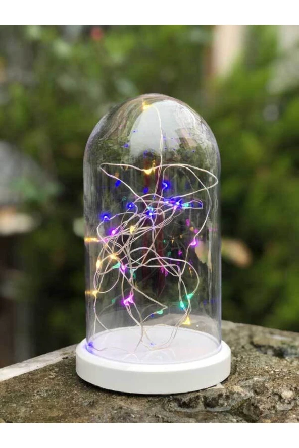 BY-LAMP Renkli Işıklı Fanus Lamba Yeni Yıl Hediyesi Gece Lambası Beyaz Taban ürün görseli 1