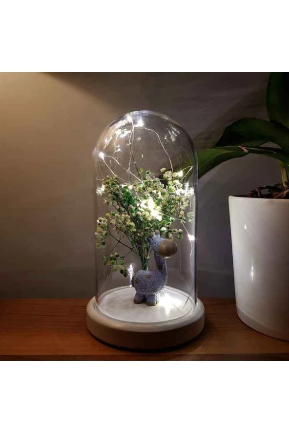 BY-LAMP Işıklı Fanus Mavi Zürafa Çocuk Odası Gece Lambası Hediyesi Beyaz Taban ürün görseli 1