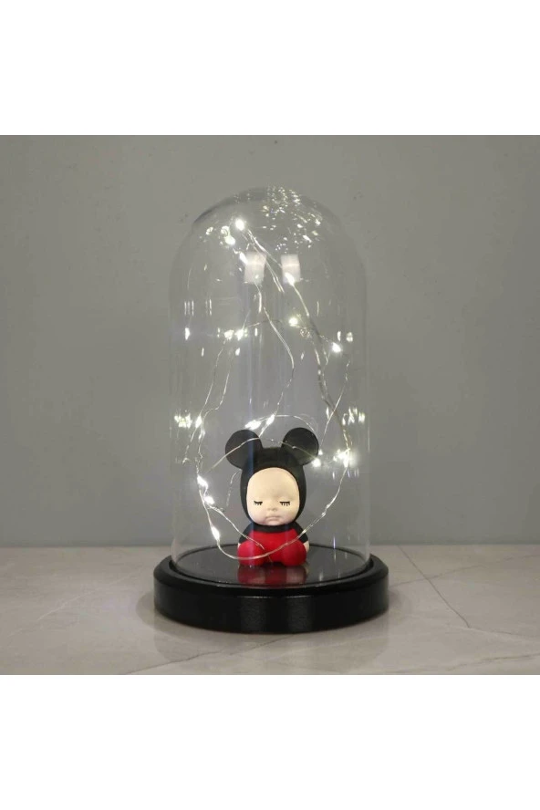 BY-LAMP Işıklı Fanus Mickey Bebek Figürlü Led Lamba Çocuk Odası Hediyesi Gece Lambası