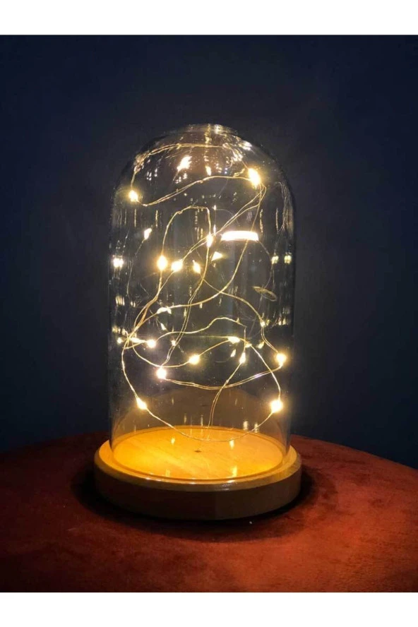 BY-LAMP Işıklı Fanus Günışığı Renk Lamba Doğum Günü Hediyesi Ahşap Taban ürün görseli 1