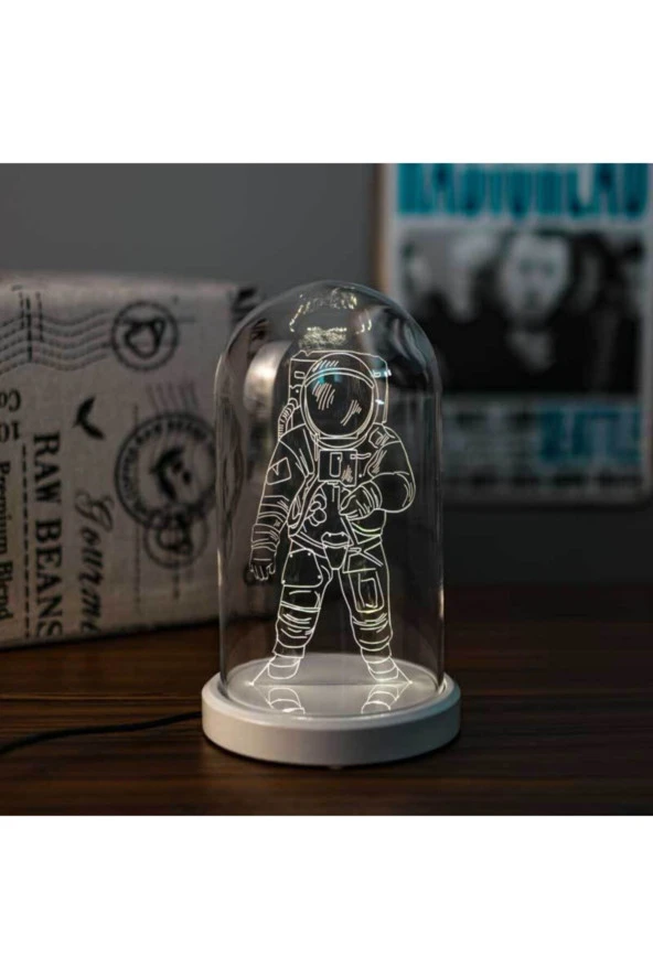BY-LAMP Astronot Cam Fanus Lamba Uzay Temalı Hediye Gece Lambası - Resim 2