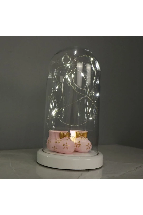 BY-LAMP Yeni Doğan Bebeğe Hediye Pembe Bebek Patiği Figürlü Lamba - Resim 3