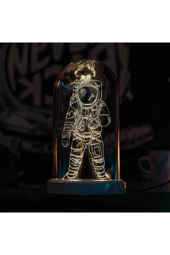 BY-LAMP Astronot Cam Fanus Lamba Uzay Temalı Hediye Gece Lambası - Resim 4