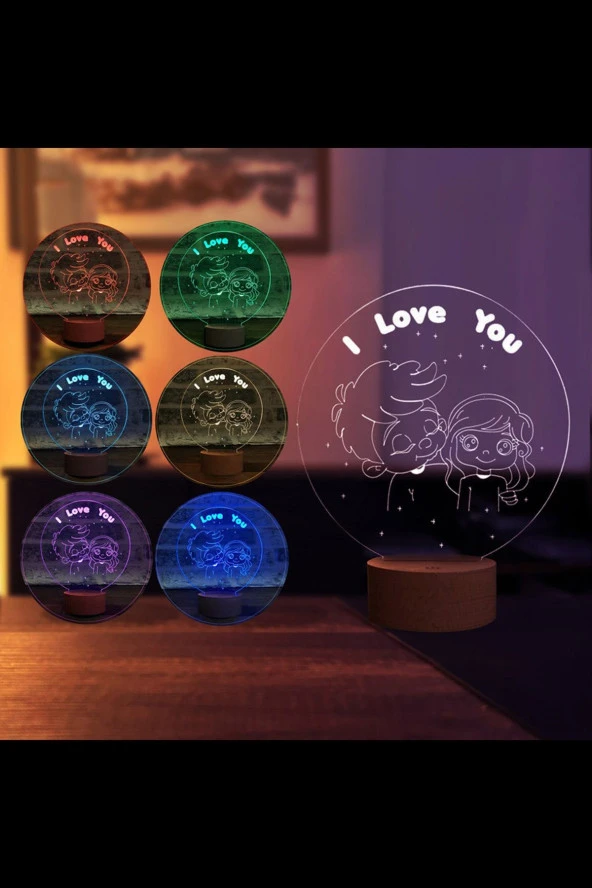 BY-LAMP 3 Boyutlu Aşk Kız Ve Erkek Led Masa Lambası - Resim 2
