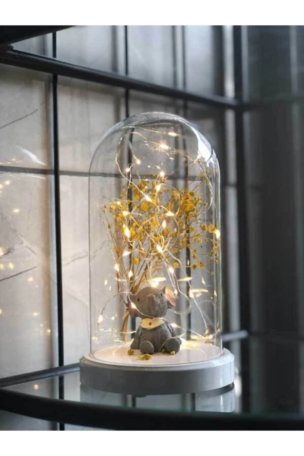 BY-LAMP Işıklı Fanus Çantalı Fil Figürlü Led Lamba Doğum Günü Hediyesi Gece Lambası ürün görseli 1