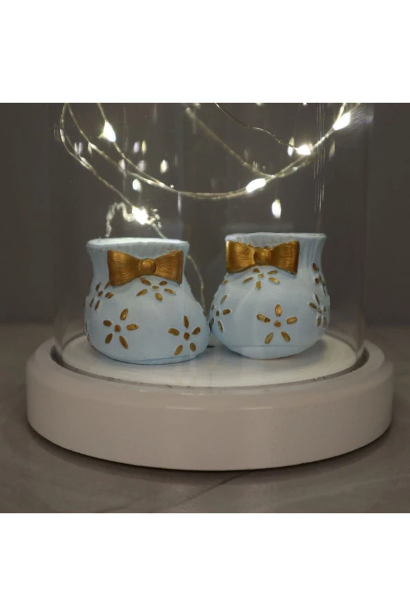 BY-LAMP Işıklı Mavi Bebek Patiği Led Gece Lambası Bebek Doğum Hediyesi - Resim 2