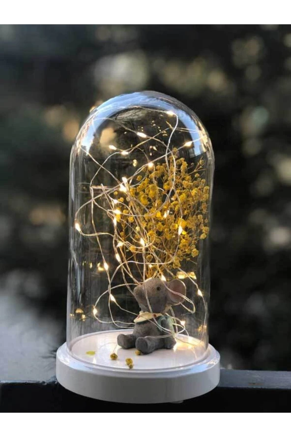 BY-LAMP Işıklı Fanus Çantalı Fil Figürlü Led Lamba Doğum Günü Hediyesi Gece Lambası - Resim 4