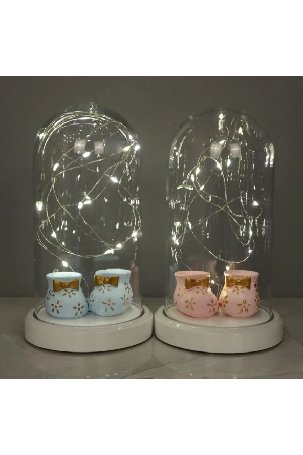 BY-LAMP Yeni Doğan Bebeğe Hediye Pembe Bebek Patiği Figürlü Lamba - Resim 4