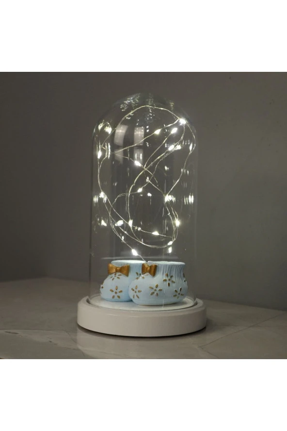 BY-LAMP Işıklı Mavi Bebek Patiği Led Gece Lambası Bebek Doğum Hediyesi - Resim 3