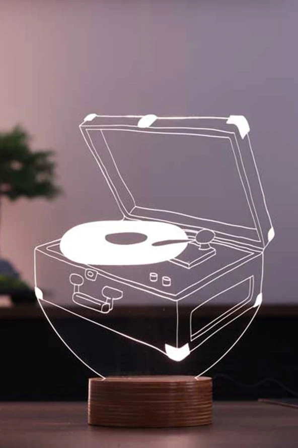 BY-LAMP Pikap Figürlü Dekoratif Hediye Led Masa Lambası | 7 Işık Rengi | Ahşap Taban ürün görseli 1