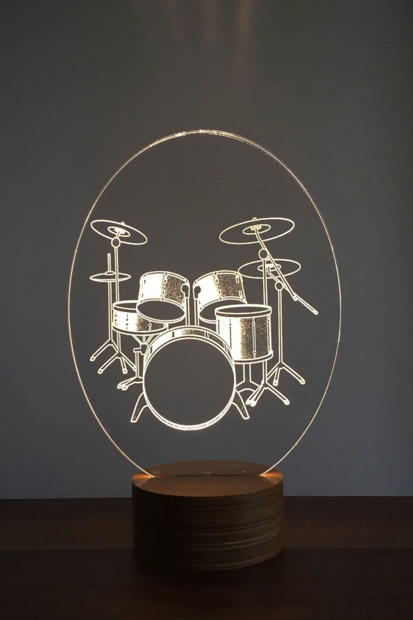 BY-LAMP Bateri Figürlü Dekoratif Hediye Led Masa Lambası | 7 Işık Rengi | Ahşap Taban ürün görseli 1