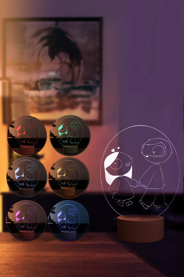 BY-LAMP Catana Comics Figürlü Dekoratif Hediye Led Masa Lambası | 7 Işık Rengi | Ahşap Taban - 2