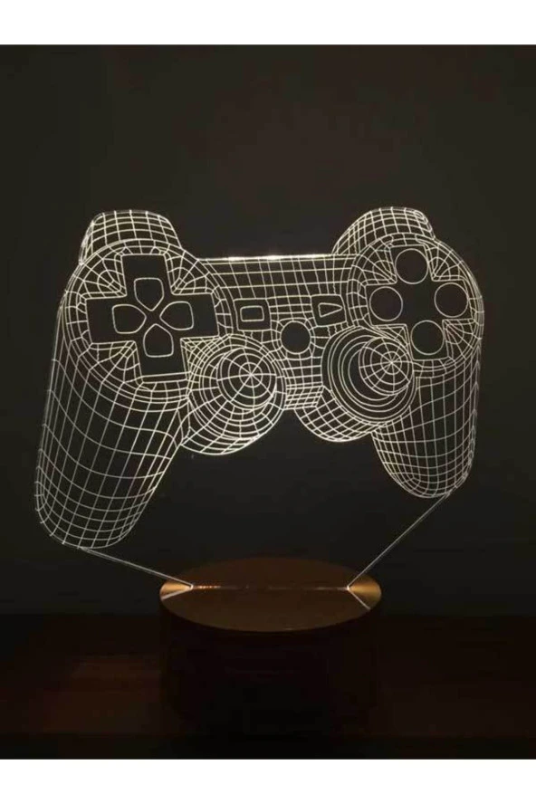 BY-LAMP Joystick Tasarımlı Led Masa Lambası | 7 Işık Rengi | Ahşap Taban