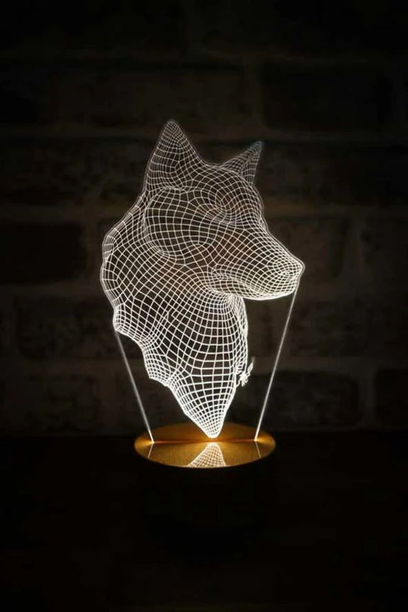BY-LAMP Kurt Kafası Led Lamba Ahşap Taban 7 Farklı Işık Renkli Hediye Dekoratif Aydınlatma
