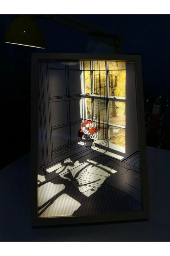 BY-LAMP Yatak Odası Çizimli Güneş Işığı Gölgeli LED Tablo