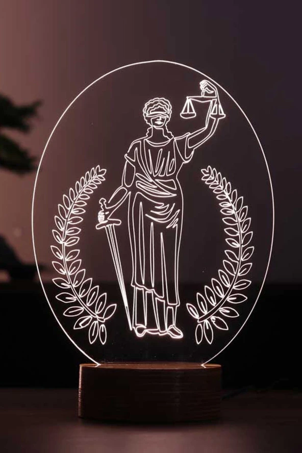 BY-LAMP Avukatlara Özel Adalet Terazisi Tasarımlı Led Masa Lambası - Ahşap Taban 7 Farklı Işık Renkli ürün görseli 1