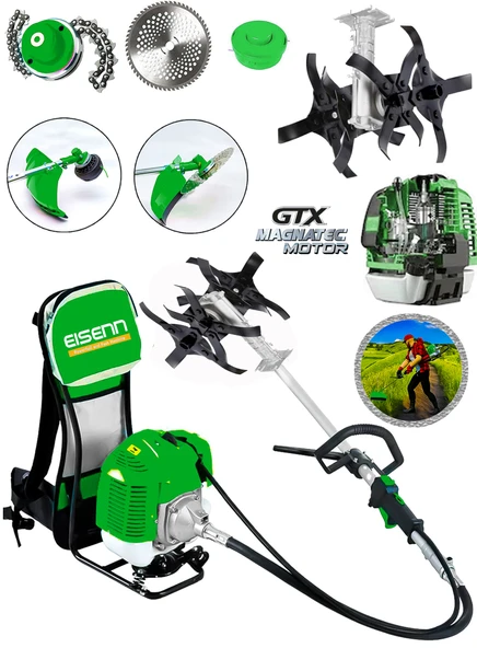 Eisenn Germany Esx-63 Magnetec 20 Hp Sırt Tipi Çim Ot Çalı Biçme Tırpanı Akrobat Çapa Aparatı - 2