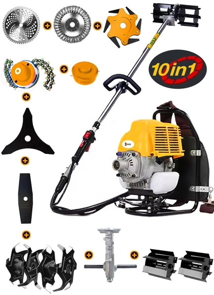Wacker Pro Germany 10 In 1 Formula Series 20 Hp Sırt Tipi Tırpan Akrobat Çapa Aparatı Toprak Eşeleme Aparat