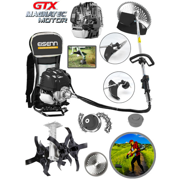 Eisenn Germany Esx-900 Turbo 20 Hp Sırt Tipi Çim Ot Çalı Biçme Tırpanı + Akrobat Çapa Aparatı - 3
