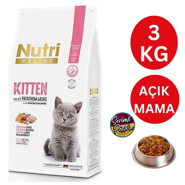 Nutri Feline Glutensiz Somonlu Düşük Tahıllı Açık Yavru Kedi Maması 3 kg