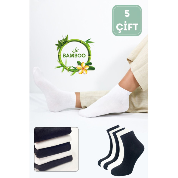 Kadın Kaliteli Bambu Patik Çorap (5 ADET) Dikişsiz Görünmez Parfümlü Kısa Model Çorap - 4