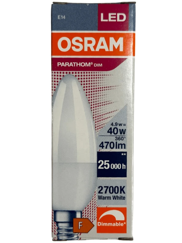 Osram 4,9W (40W) 2700K (Sarı Işık) E14 Duylu Dim Edilebilir Led Ampul (4 Adet) - 2