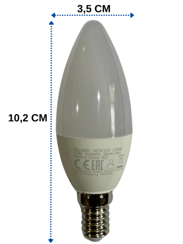 Osram 4,9W (40W) 2700K (Sarı Işık) E14 Duylu Dim Edilebilir Led Ampul (8 Adet) - Resim 3