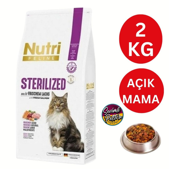 Nutri Feline Somonlu Tahılsız Kısırlaştırılmış Açık Kedi Maması 2 kg