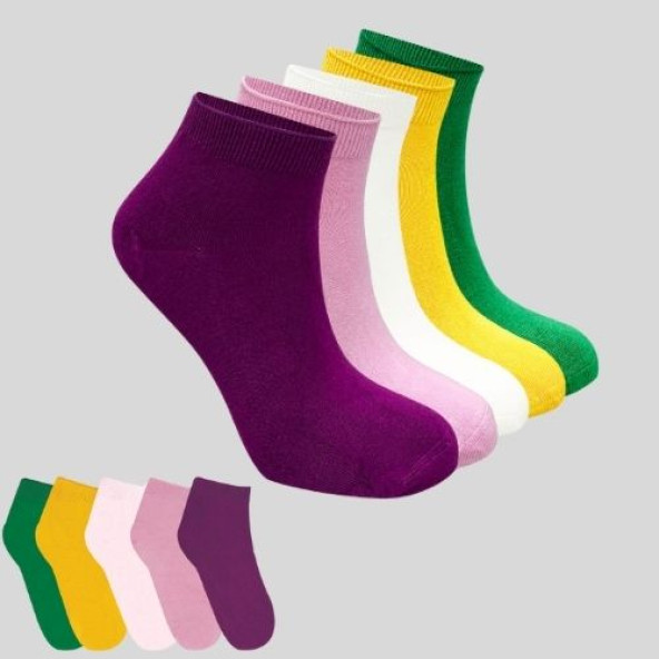 Kadın Kaliteli Bambu Patik Çorap (5 ADET) Dikişsiz Görünmez Parfümlü Kısa Model Çorap - 2