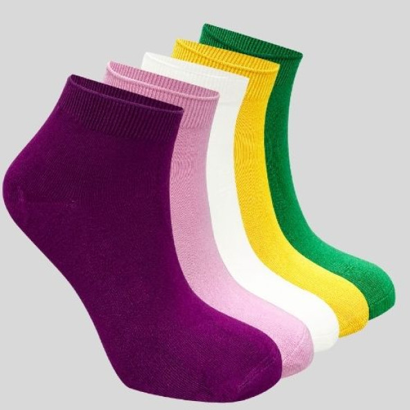 Kadın Kaliteli Bambu Patik Çorap (5 ADET) Dikişsiz Görünmez Parfümlü Kısa Model Çorap - 4