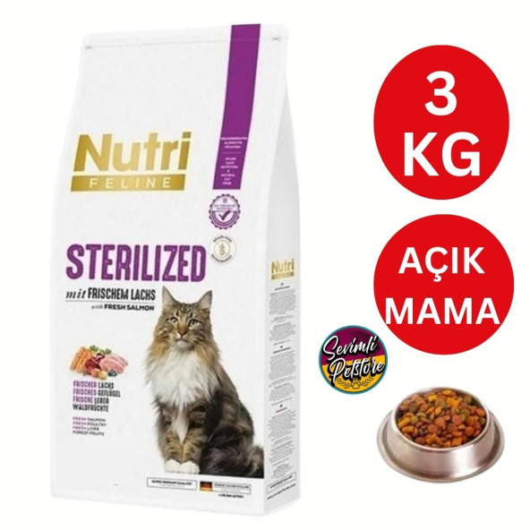 Nutri Feline Somonlu Tahılsız Kısırlaştırılmış Açık Kedi Maması 3 kg - 2