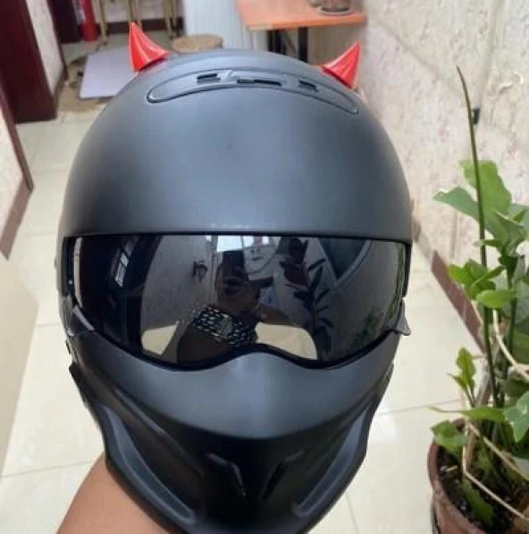 Tex Kask Süsü 3 Küçük Motosiklet Bisiklet Ve Kayak Boynuz Kask Süsü Siyah 1 Çift - 6