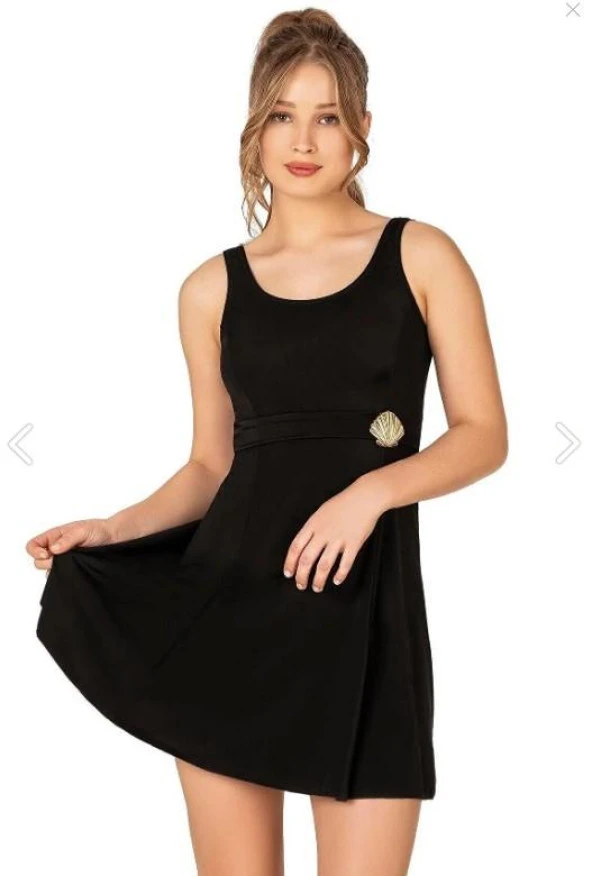 Endeep Kadın Deniz Kabuğu Aksesuarlı Elbise Etekli Mayo 22337