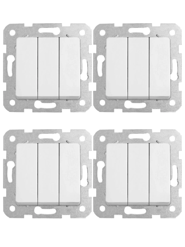 Viko Linnera Üçlü Anahtar Beyaz 90440068 (Çerçeve Dahil) (4 Adet) ürün görseli 1