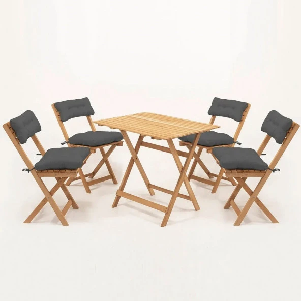Meya Dekor 4+1 Minderli Balkon Bahçe Mutfak Bistro Set Katlanır Masa-Sandalye