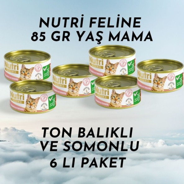 Nutri Feline Yaş Mama 85 gr Ton Balıklı ve Somonlu 6 Lı Paket