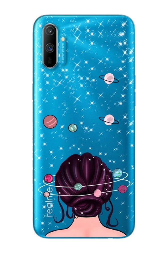 Oppo Realmi C3 Space Girl Tasarım Süper Şeffaf Silikon Telefon Kılıfı