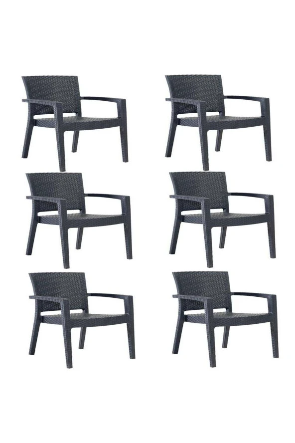 Nar Sokağı 6 Adet Zeugma Rattan Kollu Sandalye Koltuk 6'Lı Set