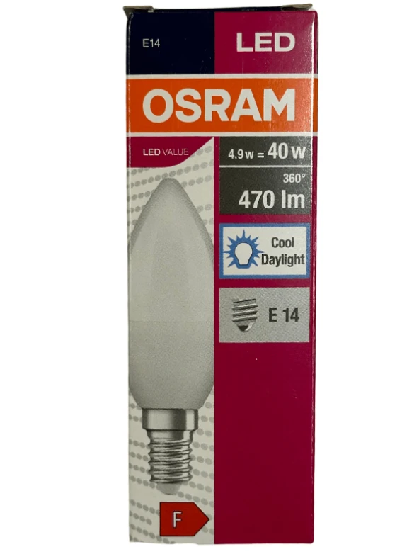 Osram 4,9W (40W) 6400K (Beyaz Işık) E14 Duylu Led Ampul