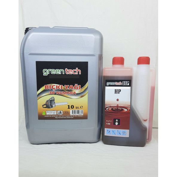 greentech 30 NUMARA BIÇKI TESTERE ZİNCİR YAĞI 10 LT+2T 2 Zamanlı Ölçekli Ağaç Kesme Bıçkı Yağı 1 Lt