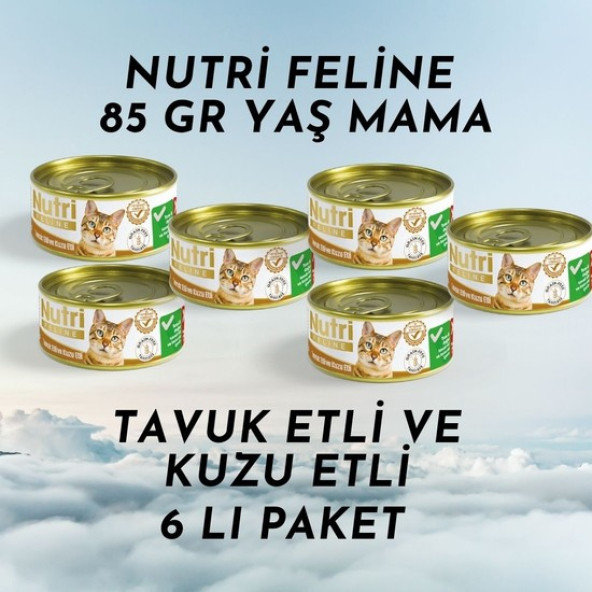 Nutri Feline Tavuklu ve Kuzu Etli Kedi Konservesi 85 Gr x 6 lı Ekonomik Paket