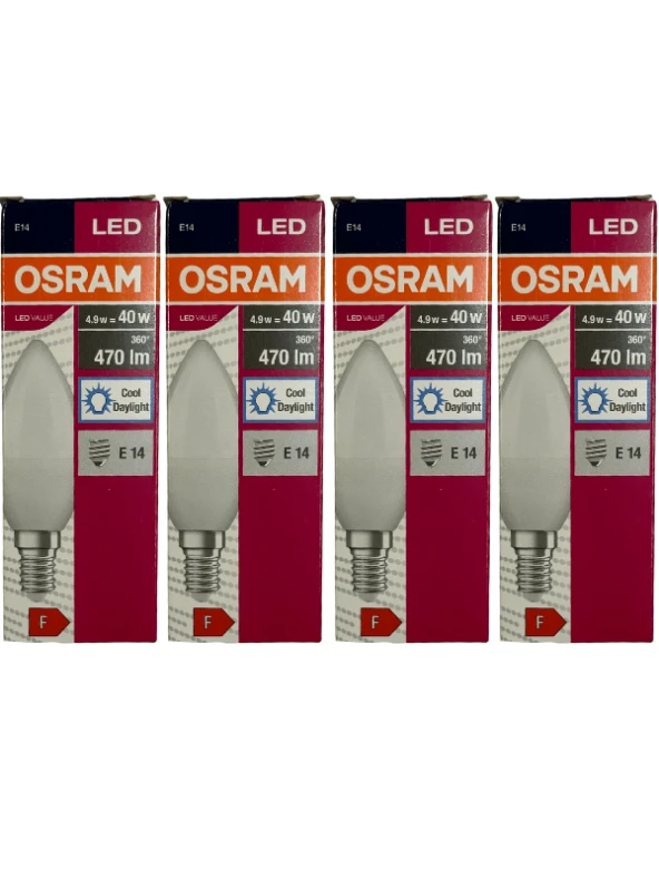 Osram 4,9W (40W) 6400K (Beyaz Işık) E14 Duylu Led Ampul (4 Adet) ürün görseli 1