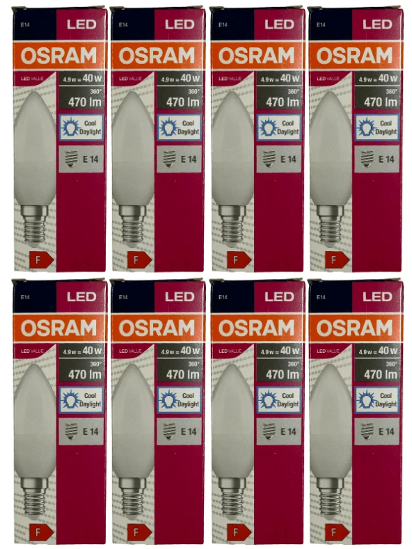 Osram 4,9W (40W) 6400K (Beyaz Işık) E14 Duylu Led Ampul (8 Adet)