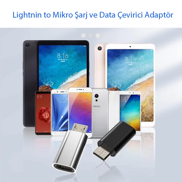 Lightnin 8 pin dişi to mikro usb erkek çevirici şarj adaptörü - Resim 5