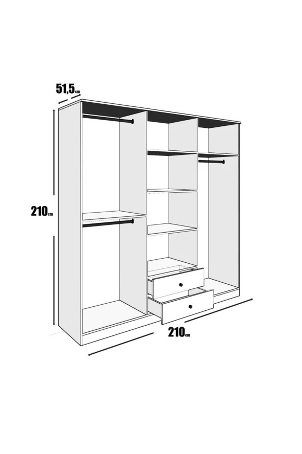 VENATTO Diamont 6 Kapaklı Dolap(%100Mdf) - 5