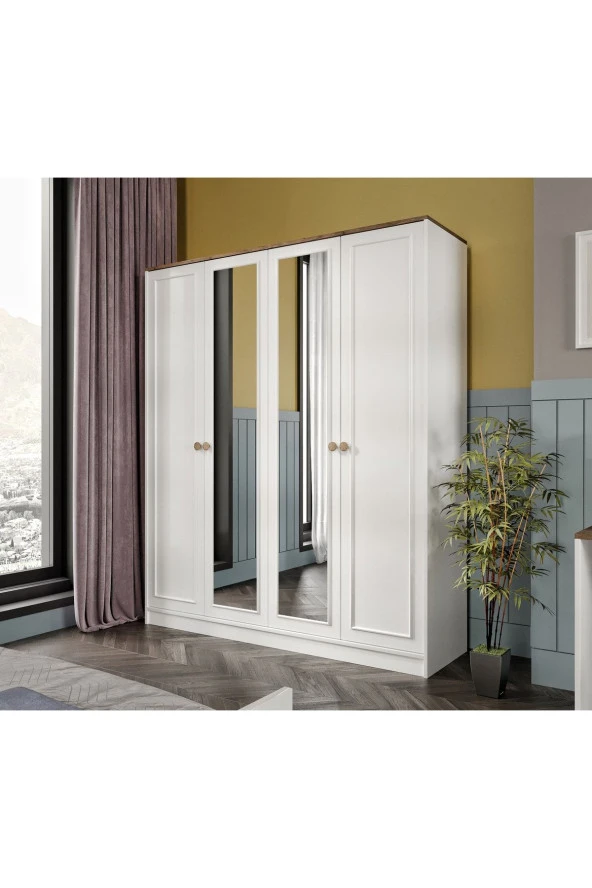 VENATTO Smart 4 Kapılı Aynalı Dolap(%10Mdf)