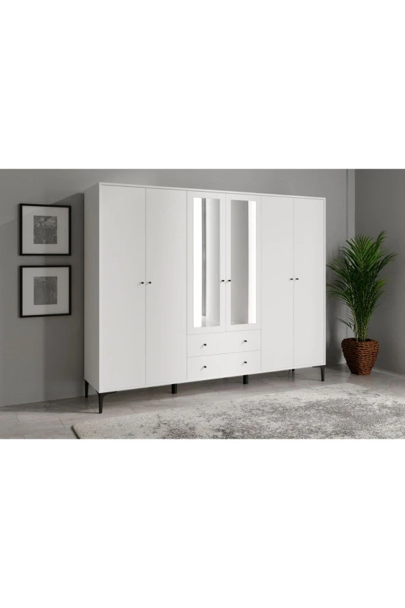 VENATTO Focus 6 Kapılı Aynalı Dolap (%100Mdf)