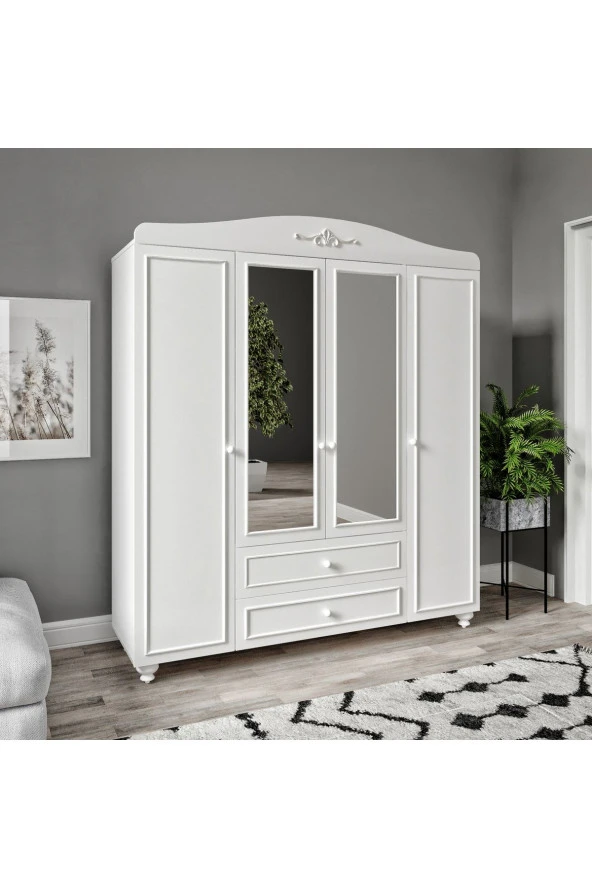 VENATTO Romantic 4 Kapılı Aynalı Dolap