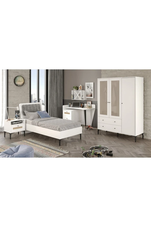 Venatto Trio White L Genç Odası Takımı(%100Mdf)