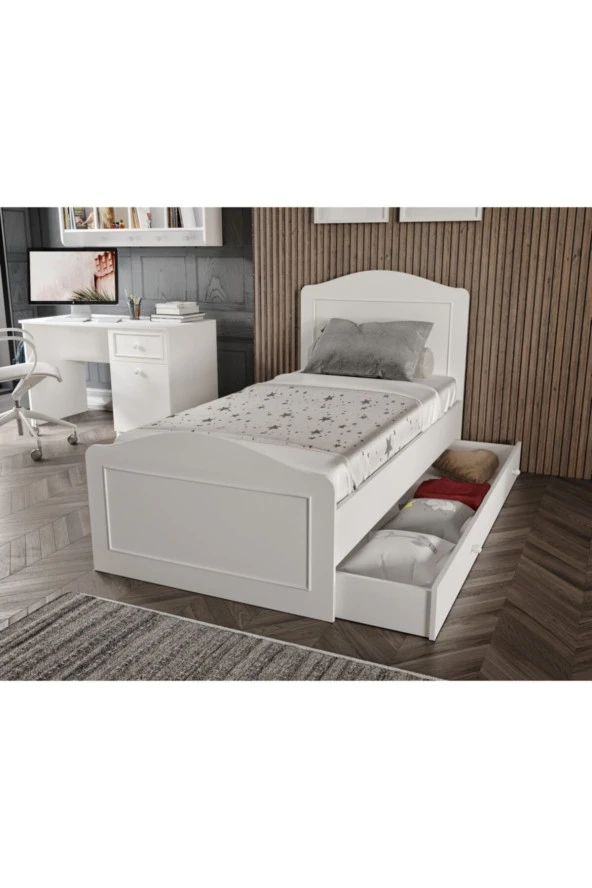 VENATTO Montes Genç Odası - Montes 2 Kapılı Dolap, Romantic Çalışma Masası, Montes Yavrulu Karyola 90X190, Montes Komodin (%100Mdf) - Resim 5